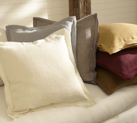 Linen With Silk Trim Decorative Pillow Cover Pottery Barn