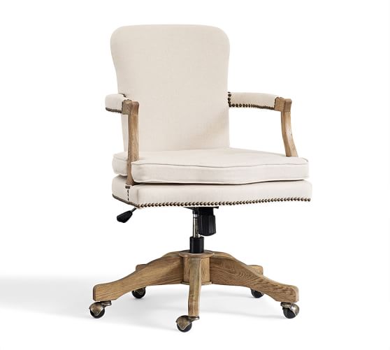 Brock Upholstered Swivel Desk Chair Pottery Barn