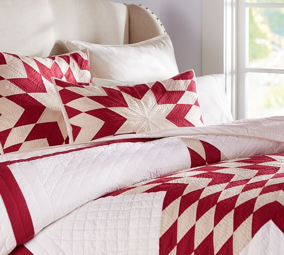 Red Starburst Patchwork Quilt Shams Pottery Barn