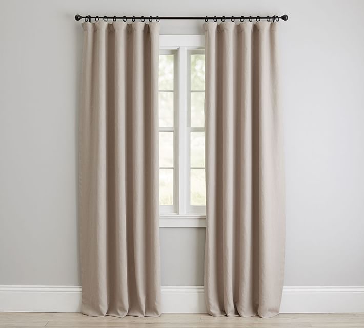 Classic Belgian Flax Linen Rod Pocket Curtain - Dark Flax