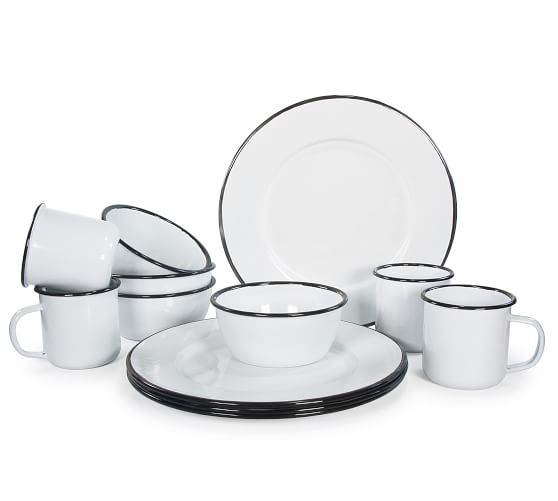 enamel dinner set camping