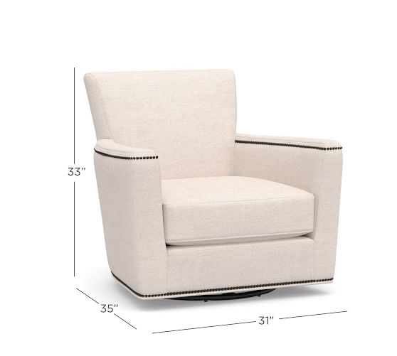 Irving Square Arm Upholstered Swivel Glider With Nailheads