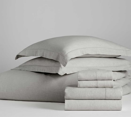 Belgian Flax Linen Solid Duvet Cover Set Pottery Barn