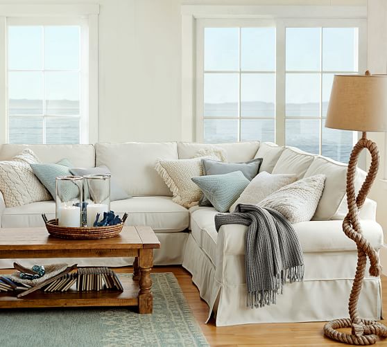 Pb Comfort Roll Arm Slipcovered 3 Piece L Shaped Corner Sectional Pb Comfort Roll Arm Slipcovered 3 Piece