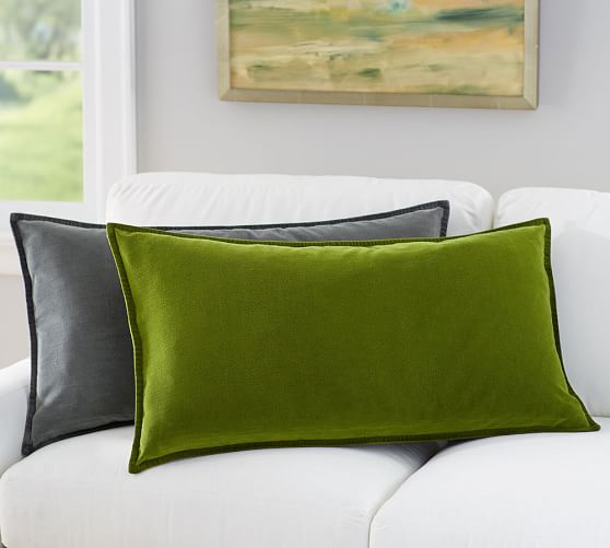 Oversized Washed Velvet Lumbar Decorative Pillow Cover Pottery Barn Oversized Washed Velvet Lumbar