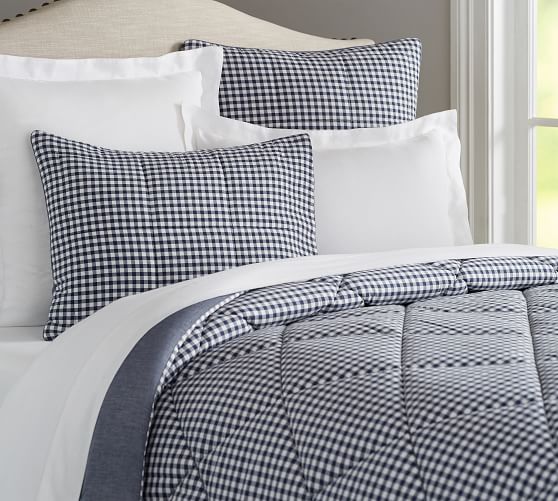 Gingham Check Reversible Comforter Shams Pottery Barn