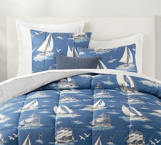 Sailboat Reversible Percale Comforter Shams Pottery Barn