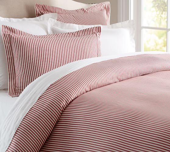 Thatcher Ticking Stripe Patterned Duvet Cover Sham Pottery Barn