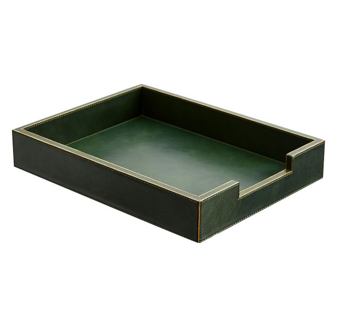 Gia leather desk accessories green office accessories pottery barn