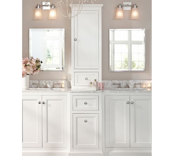 Ultimate Double Sink Storage Vanity With Hutch Pottery Barn Double Sink Storage Vanity With Hutch