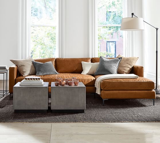 Jake Leather Sofa With Chaise Sectional Pottery Barn Jake Leather Sofa With Chaise Sectional