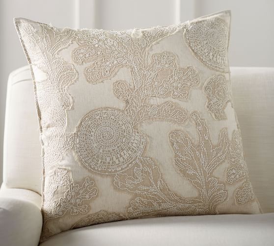 pottery barn coral pillow