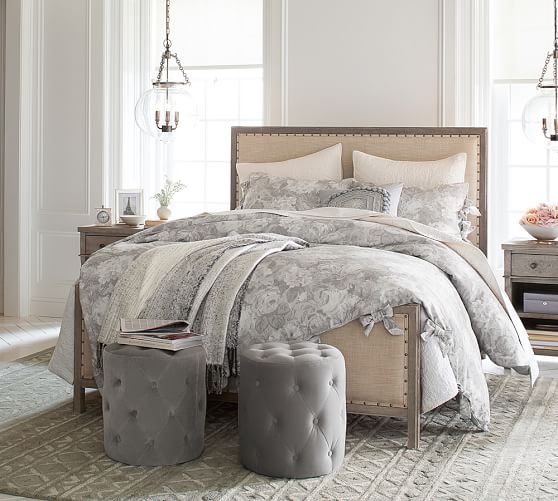Brigette Print Fl Duvet Cover Shams Gray Pottery Barn
