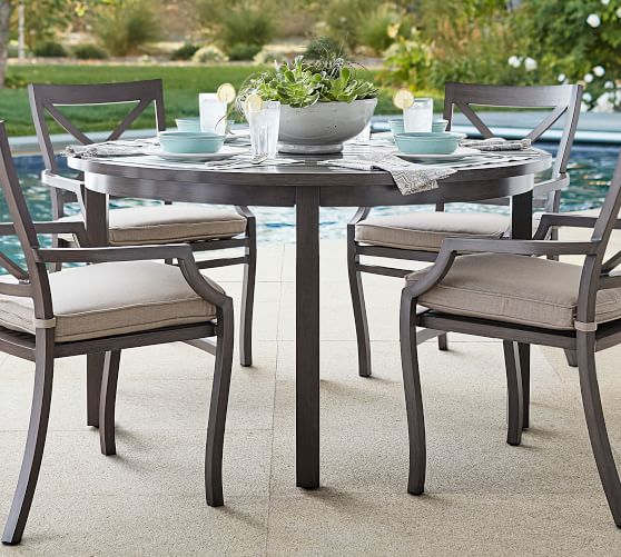 Canyon Metal Parsons Round Dining Table Pottery Barn
