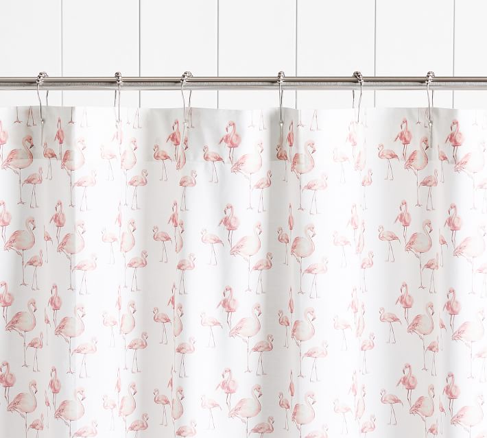 Flamingo Shower Curtain : Flamingo Organic Printed Shower Curtain | Pottery Barn, A custom shower curtain is a simple and elegant way to upgrade your powder room.