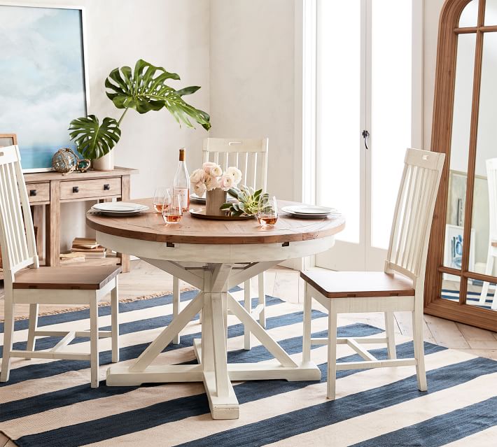 Hart Round Reclaimed Wood Pedestal Extending Dining Table Hart Round Reclaimed Wood Pedestal