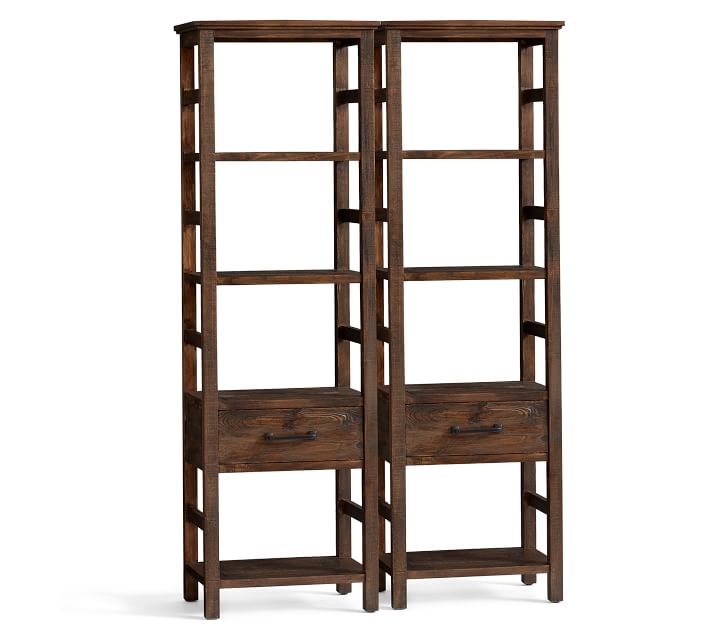 Paulsen Reclaimed Wood Double Bookcase, Cinder Gray Pottery Barn