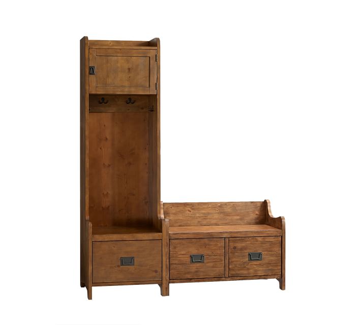 Wade 2Piece Tower & Bench Entryway Set, Weathered Pine Pottery Barn