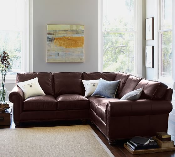 Webster Leather 3 Piece L Shaped Sectional With Corner Pottery Barn