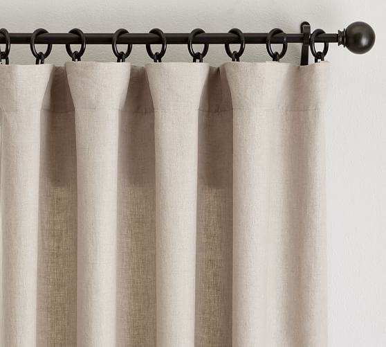 Classic Belgian Flax Linen Rod Pocket Curtain - Dark Flax