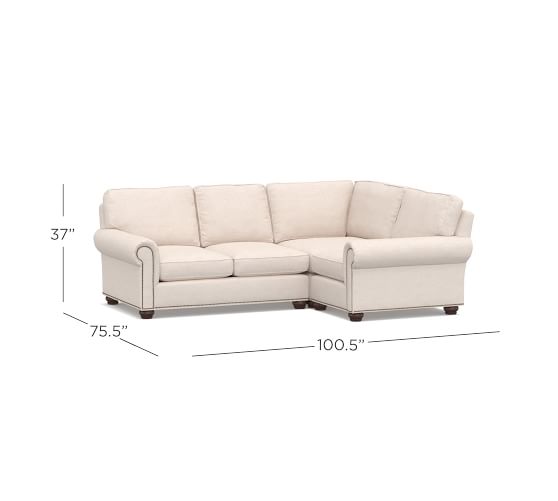 ster Upholstered 3Piece Sectional with Corner Pottery Barn
