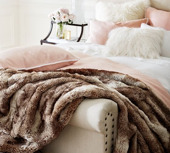 Faux Fur Ombre Throw Blankets Pottery Barn