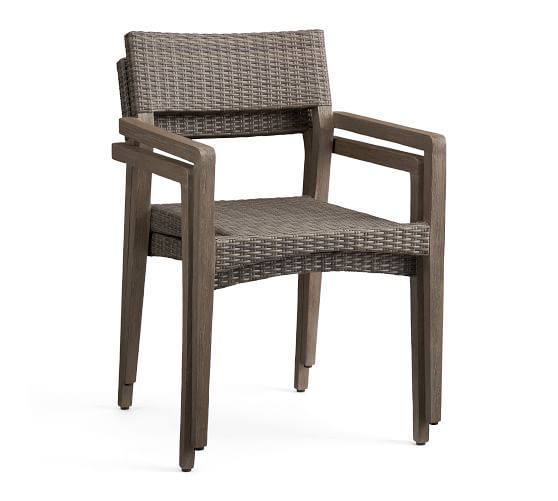 Manchester All Weather Wicker Stacking Dining Chair Gray Weather Wicker Stacking Dining Chair