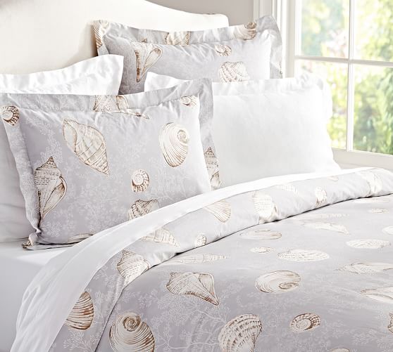 Summer Seashell Organic Patterned Duvet Cover Sham Pottery Barn