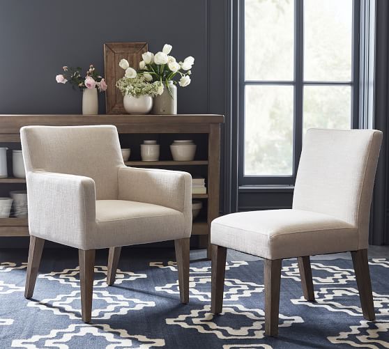 Pb Clic Upholstered Dining Armchairs Pottery Barn Pb Clic Upholstered Dining