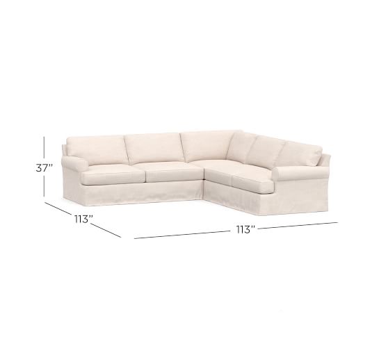 Townsend Roll Arm Upholstered 3 Piece L Shape Sectional With Corner ...