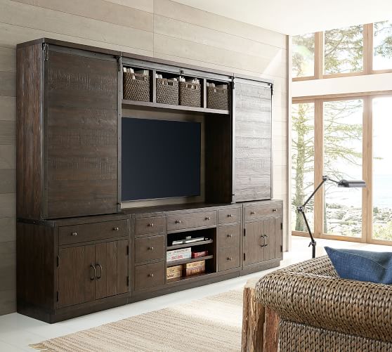 Kenwood Entertainment Center With Bridge Sliding Doors Pottery Bridge Sliding Doors