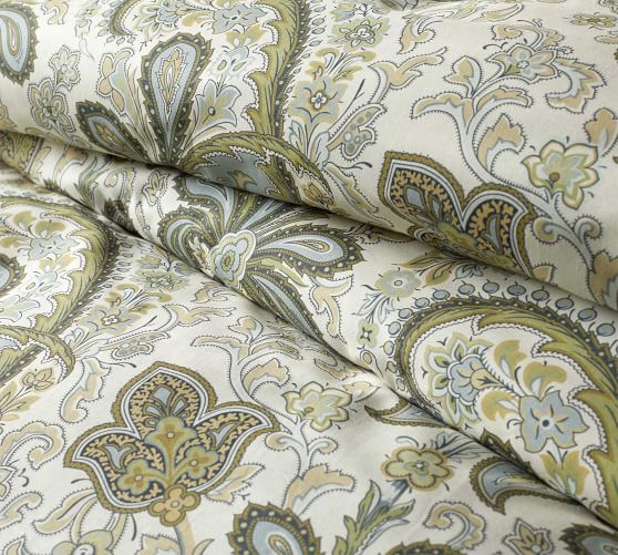 Charlie Paisley Organic Patterned Duvet Cover Blue Pottery Barn