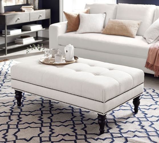 Martin Upholstered Tufted Ottoman Pottery Barn Martin Upholstered Tufted Ottoman