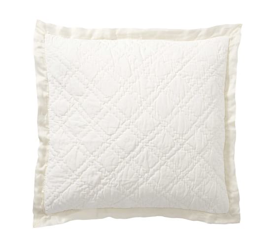 Pottery Barn Set of 2 Linen Silk Euro Shams Ivory NEW