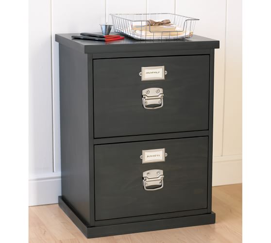 Black Bedford 2 Drawer Filing Cabinet Pottery Barn