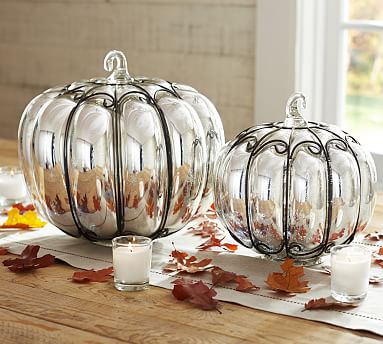 Mercury Glass & Wire Pumpkins | Pottery Barn