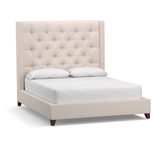 Harper Upholstered Tufted Tall Bed Pottery Barn Harper Upholstered Tufted Tall Bed