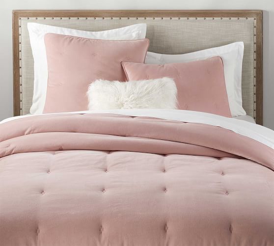 Reign Velvet Comforter Blush Pottery Barn