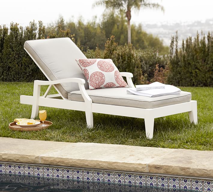 Hampstead Painted Outdoor Chaise Lounge, White Pottery Barn