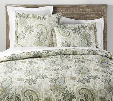 Charlie Paisley Organic Patterned Duvet Cover Blue Pottery Barn