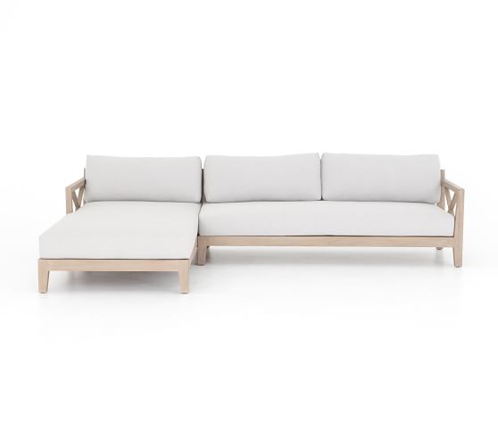 Mission Teak Outdoor Sofa With Chaise Pottery Barn