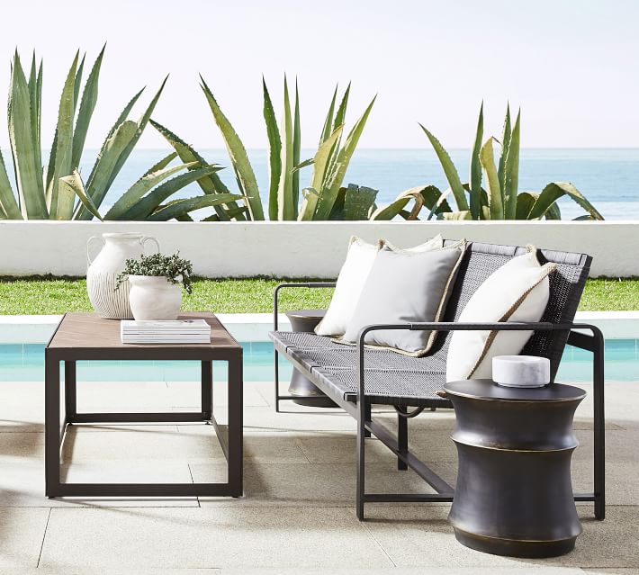 Brass & Black Outdoor Side Table Pottery Barn