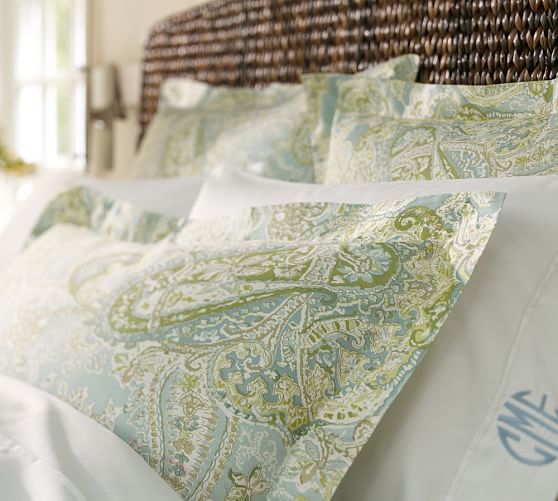 Blue Sienna Paisley Patterned Duvet Cover Sham Pottery Barn