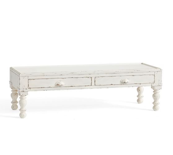 Vinton Accent Bench Distressed White Pottery Barn