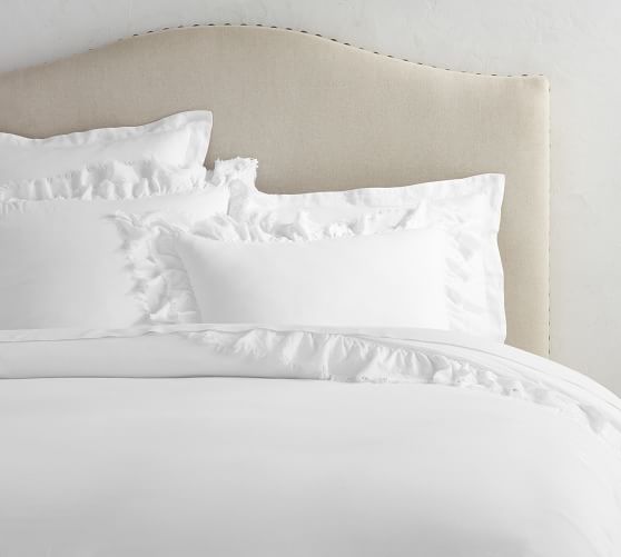 Double Ruffle Cotton Duvet Cover Shams Pottery Barn