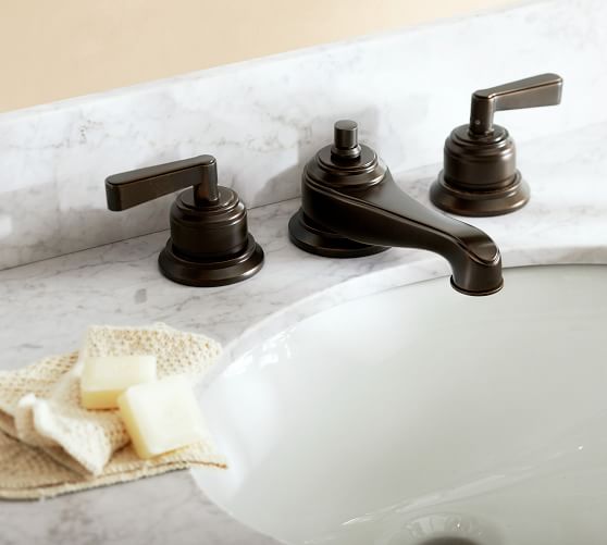 Covington LeverHandle Widespread Bathroom Faucet, Antique Brass Finish