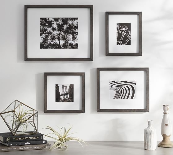 Modern 1/" Wide White Picture Frame with White Mat Home Decor Frames By Mail