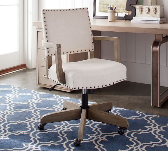 Manchester Upholstered Swivel Desk Chair Pottery Barn