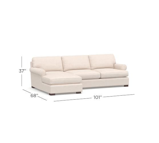 Townsend Roll Arm Upholstered Sofa with Chaise Sectional Pottery Barn