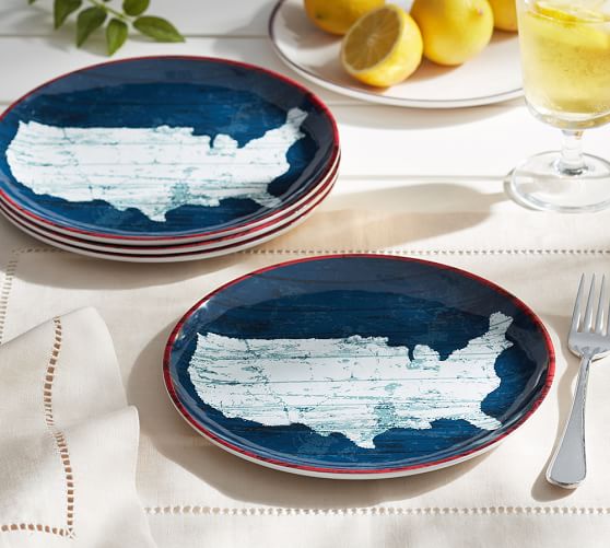 Usa Melamine Plate Set Of 4 Pottery Barn Usa Melamine Plate Set Of 4 Pottery Barn